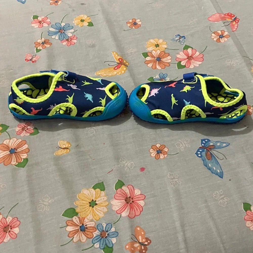 Kids Dinosaur Print Shoes - Blue and Green